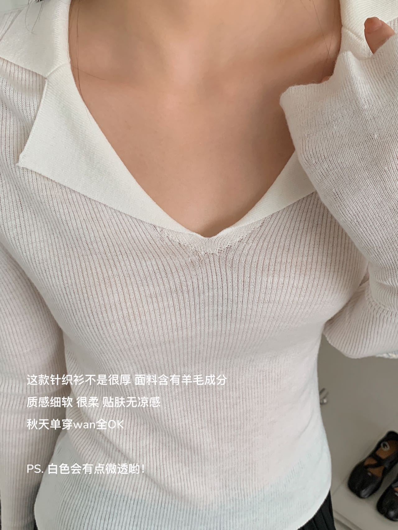 【女主气质】翻領polo针织衫