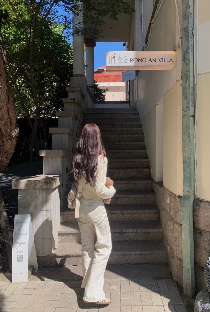 韩系碎花牛仔裤Floral Print Jeans