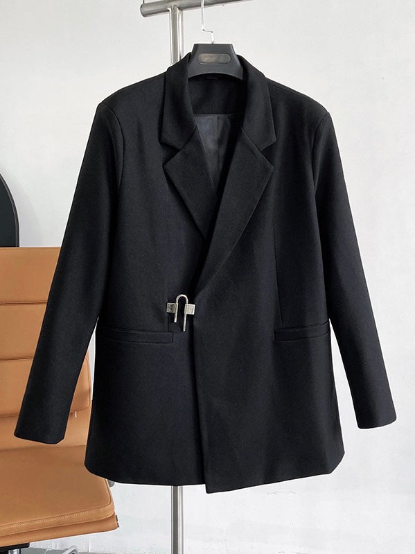 即将售罄/酷飒黑色锁头西服Black Blazer with Padlock