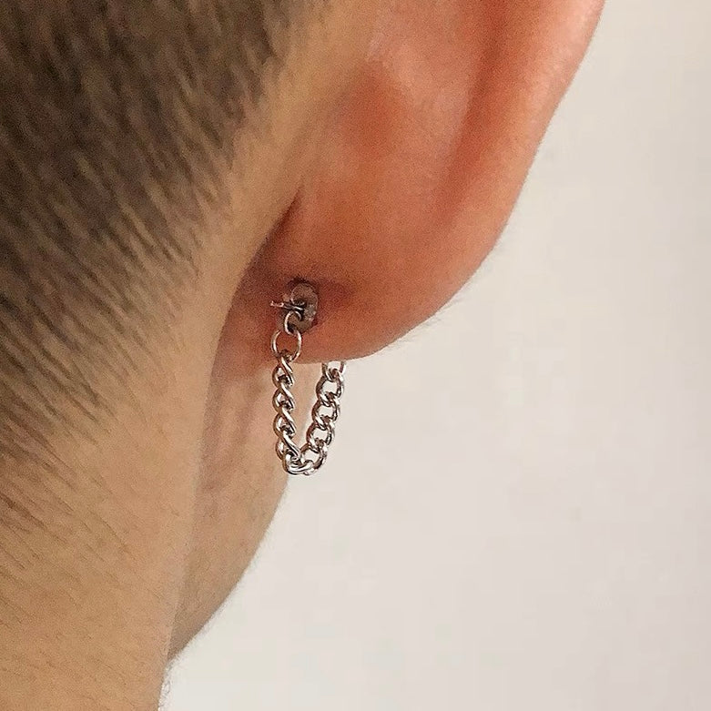 Silver Chain Stud Earrings