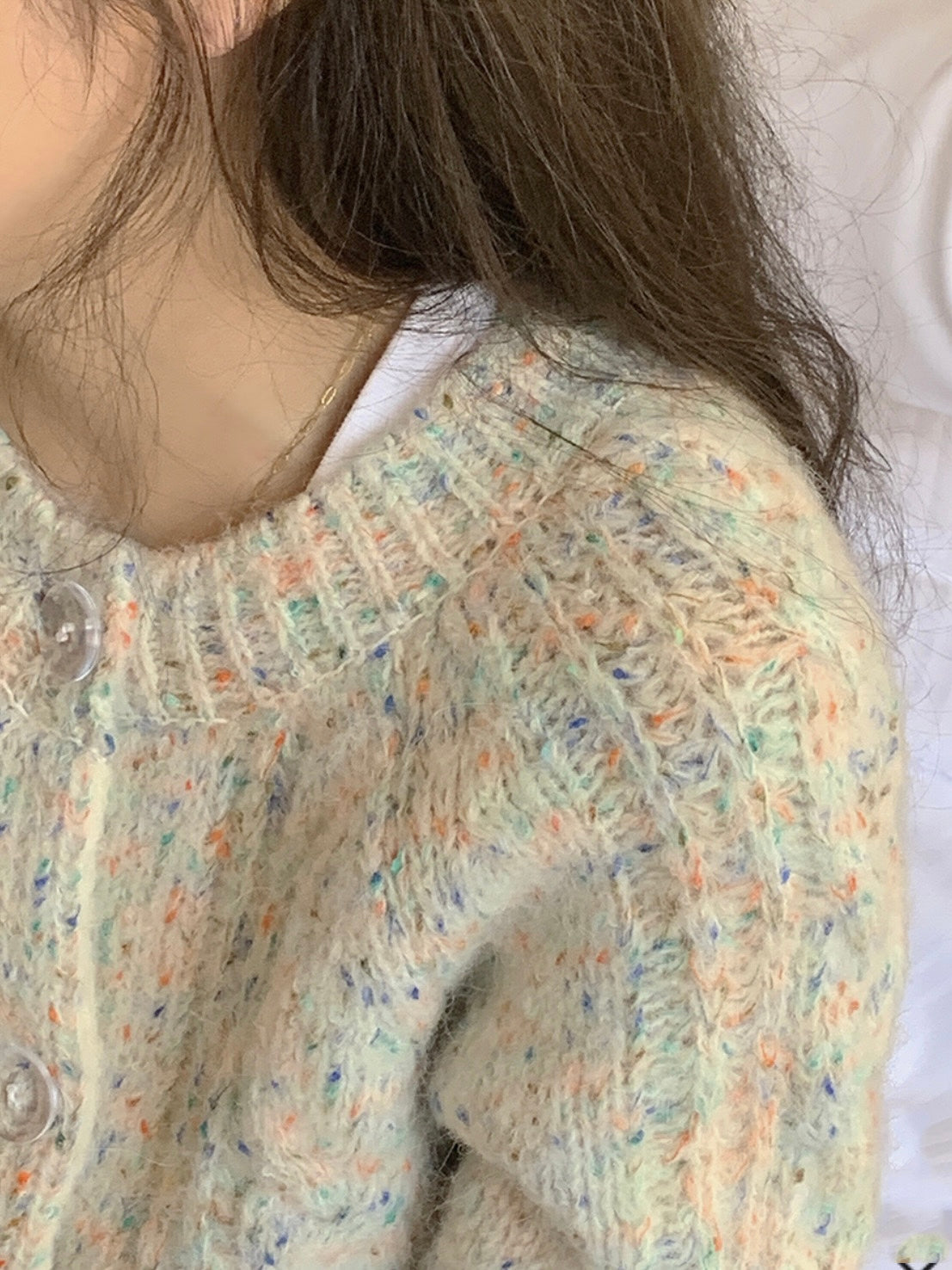 韩系杂色毛衣开衫Multicolour Knit Cardigan