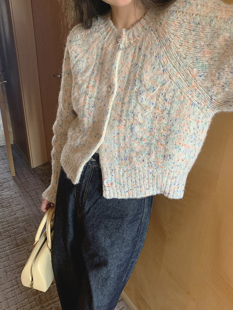 韩系杂色毛衣开衫Multicolour Knit Cardigan