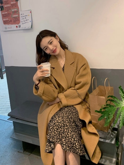 卡其羊毛呢大衣Khaki Wool Button Coat