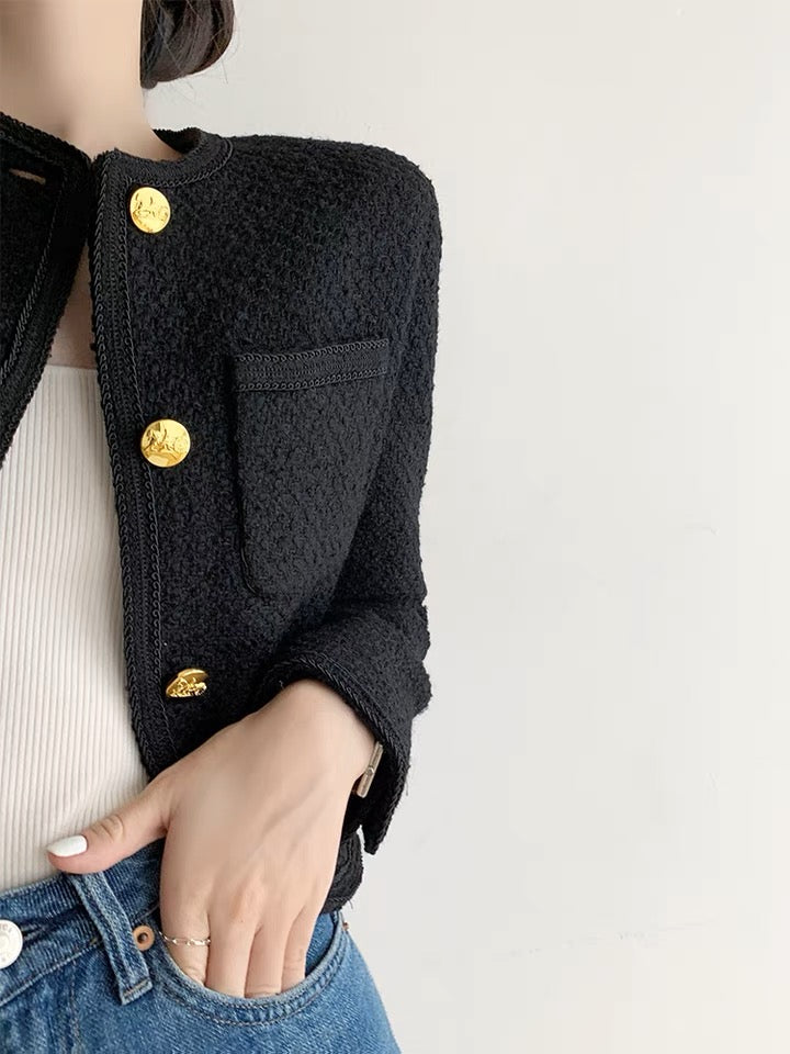 黑色编织小香外套 Black Tweed Jacket