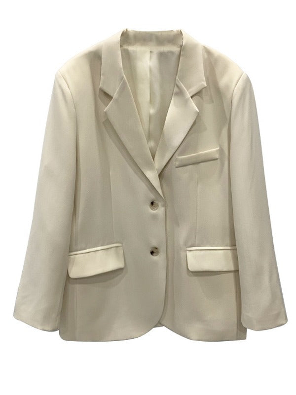 奶油色薄款西服外套White Breasted Blazer