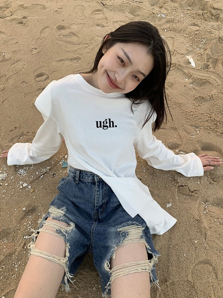 破碎美感牛仔短裤Ripped Denim Shorts