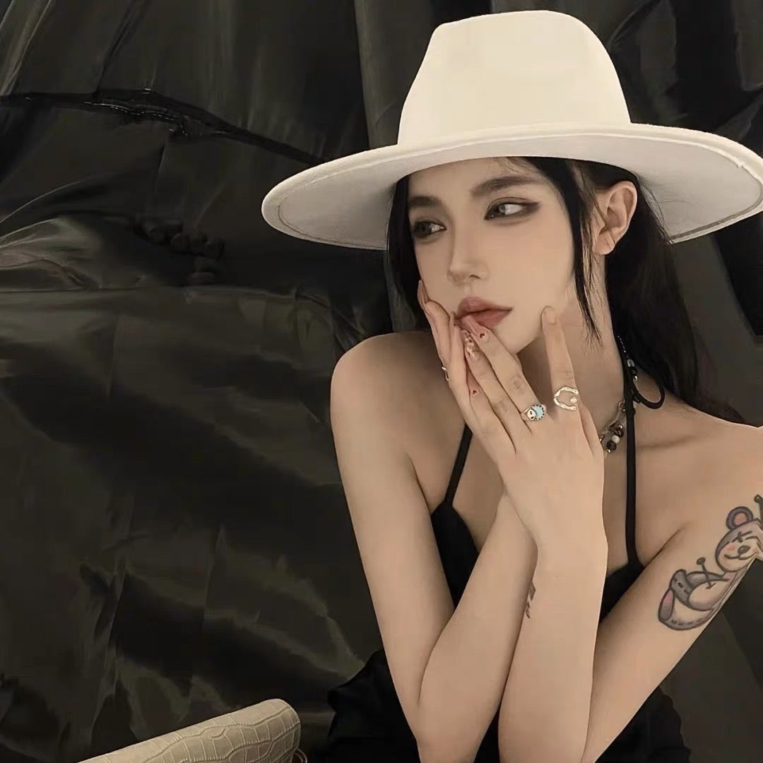 白色超飒骑士帽White Fedora Hat