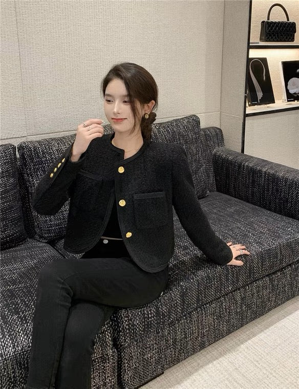 黑色编织小香外套 Black Tweed Jacket
