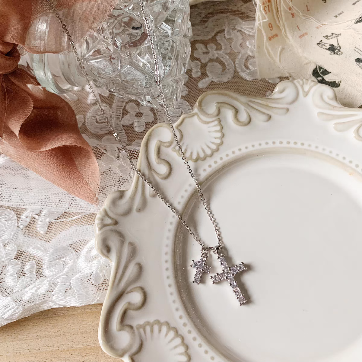Diamond Crossing Necklace