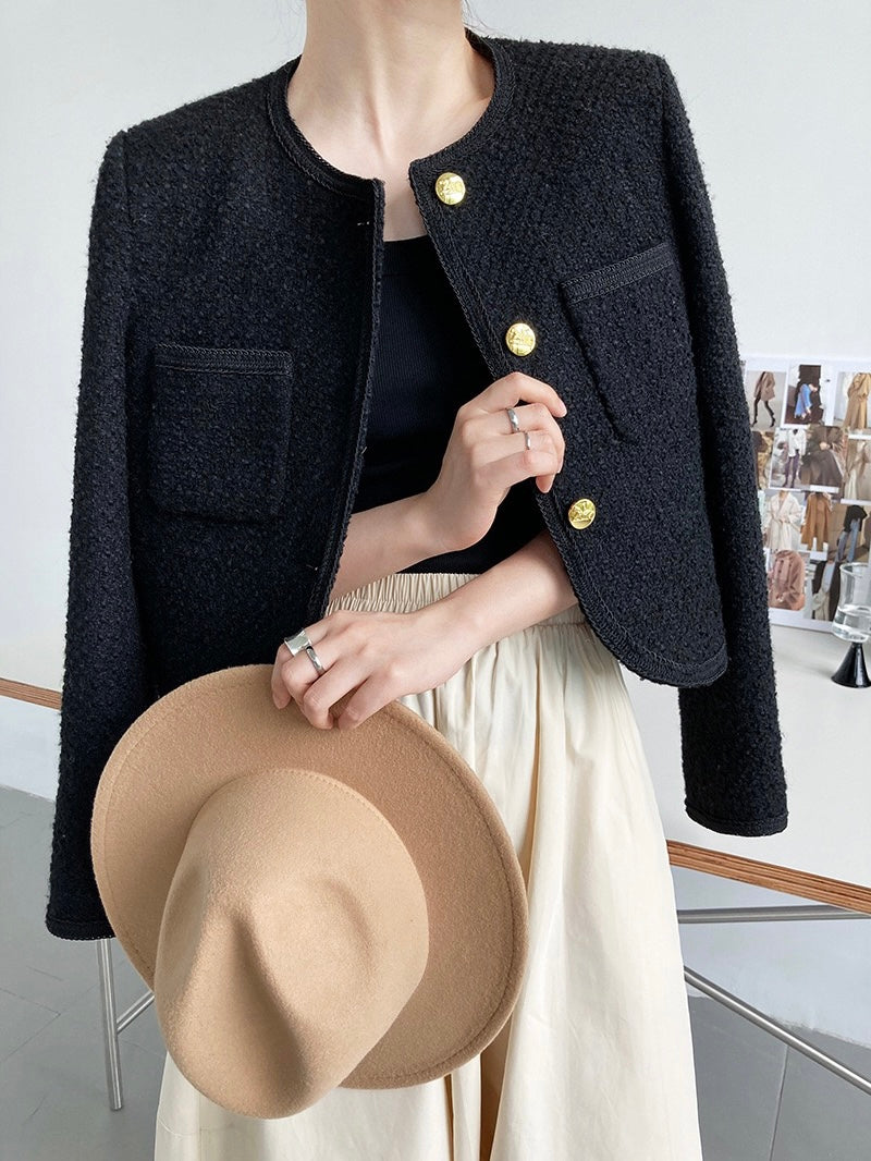 黑色编织小香外套 Black Tweed Jacket