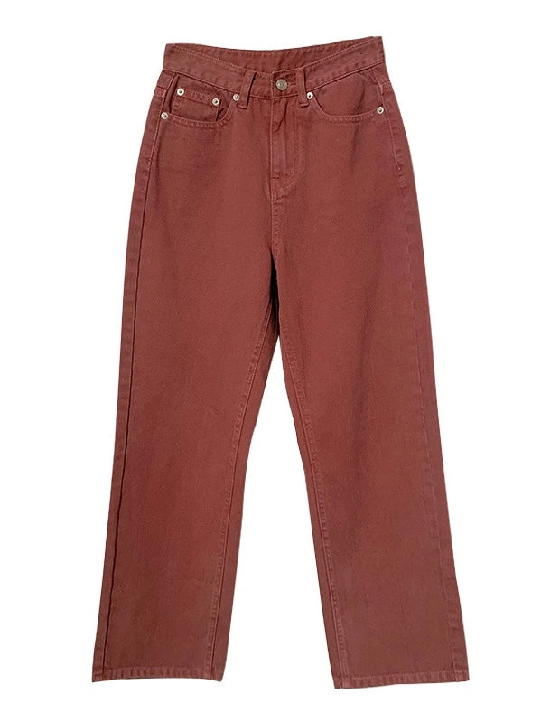 新年砖红色直筒牛仔裤Fire Brick Red Straight Cut Jean