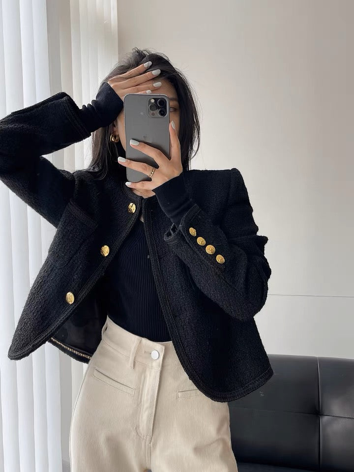 黑色编织小香外套 Black Tweed Jacket