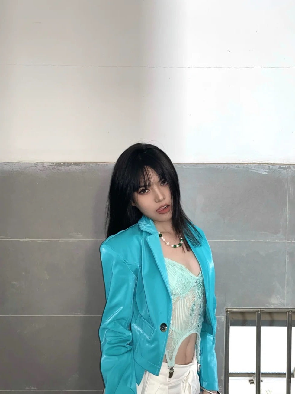 孔雀蓝链条西服Peacock Blue Removable Chain Blazer