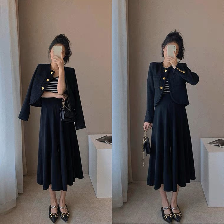 黑色编织小香外套 Black Tweed Jacket