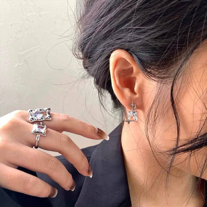 Silver Plated Crystal Stud Earrings