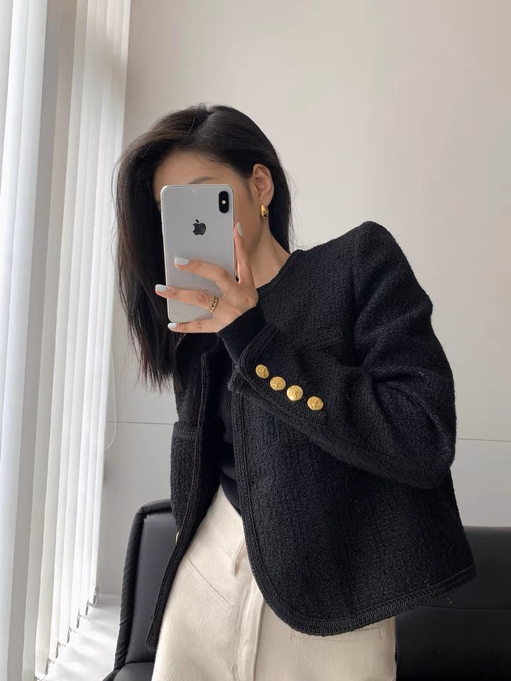 黑色编织小香外套 Black Tweed Jacket
