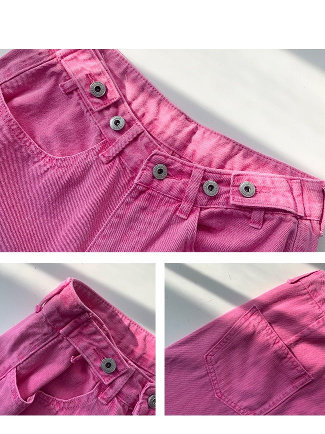 粉色阔腿牛仔裤Fuscia Pink Jean