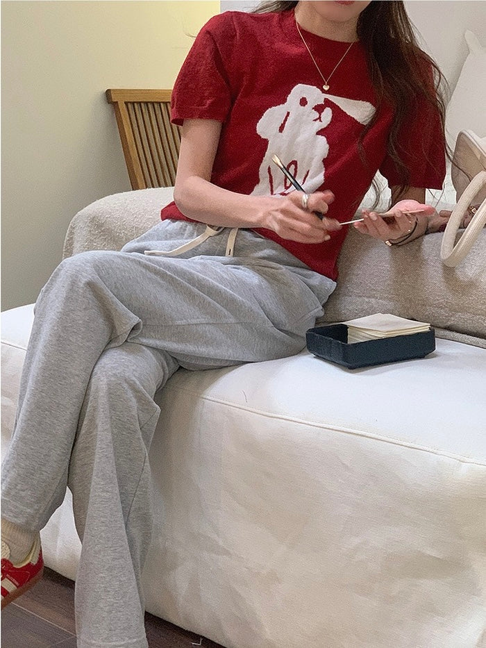 新年红兔子针织衫Red Arctic Velvet Red Bunny Top