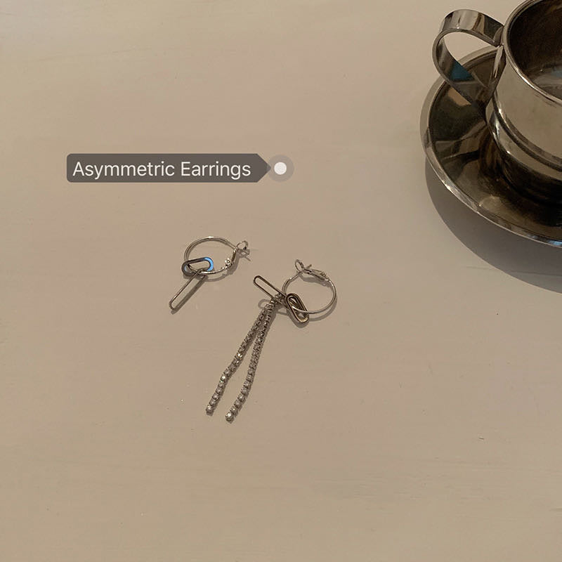 Silver Plated Mismatched Hoop Earrings