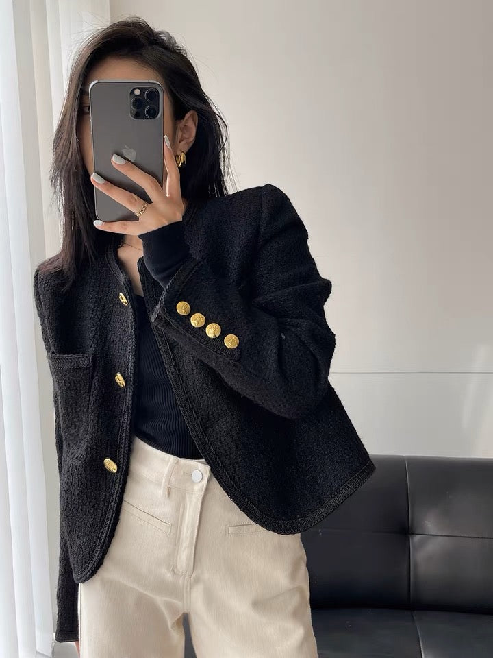 黑色编织小香外套 Black Tweed Jacket