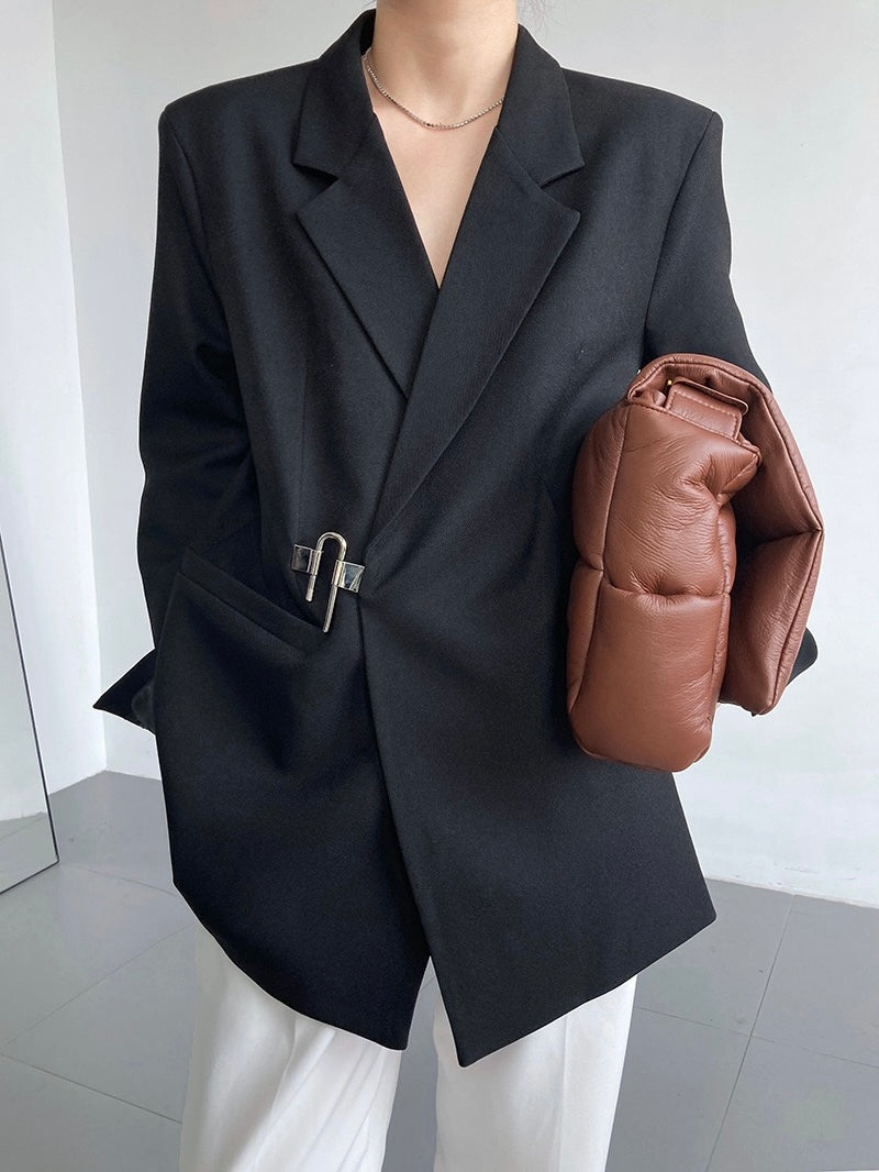 即将售罄/酷飒黑色锁头西服Black Blazer with Padlock