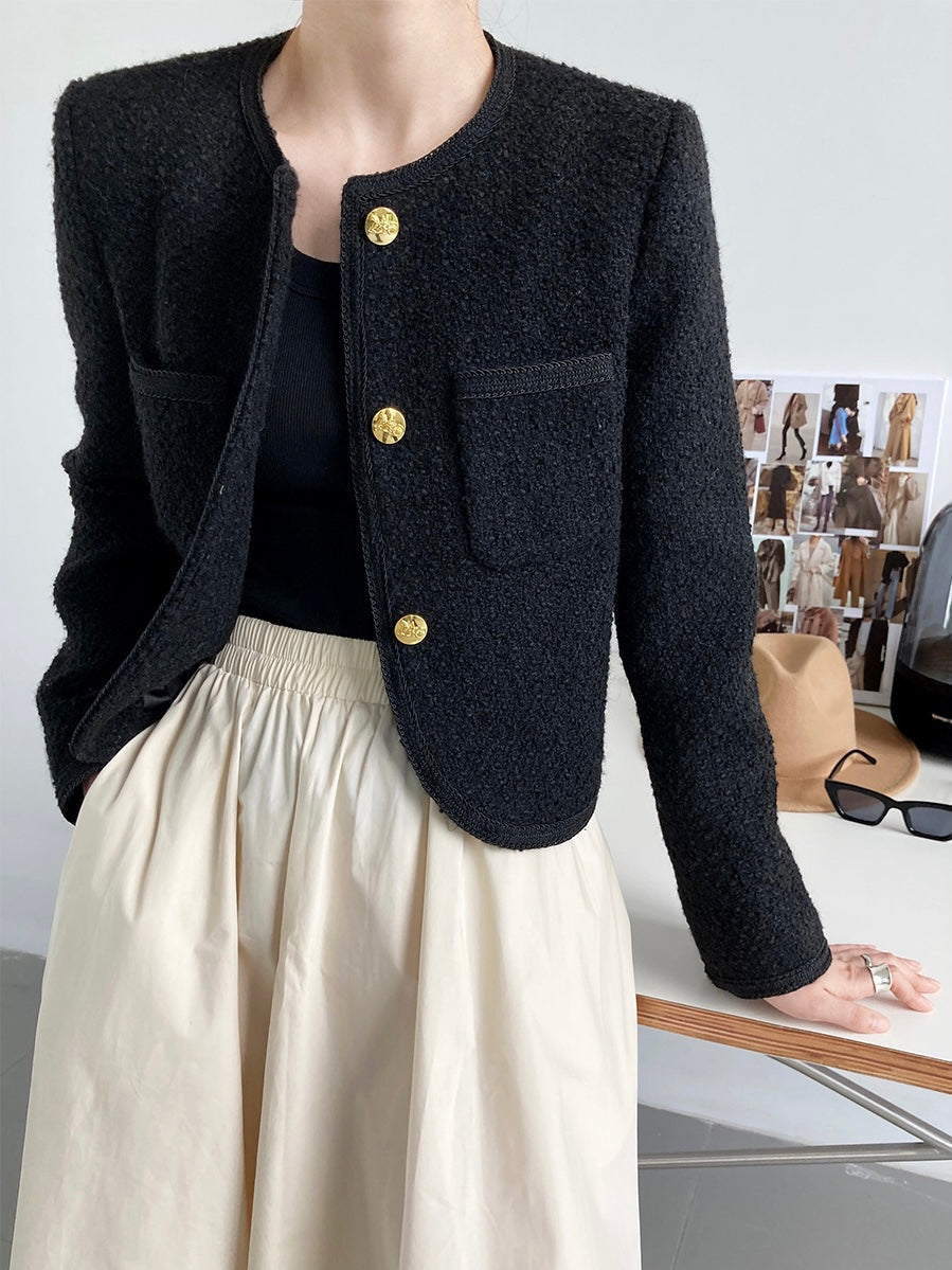 黑色编织小香外套 Black Tweed Jacket