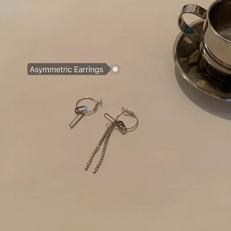 Silver Plated Mismatched Hoop Earrings