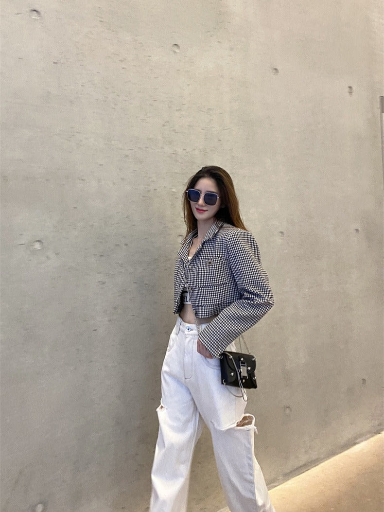 马吉拉风侧边开叉牛仔裤White High Rise Straight Cut Jean with Rips