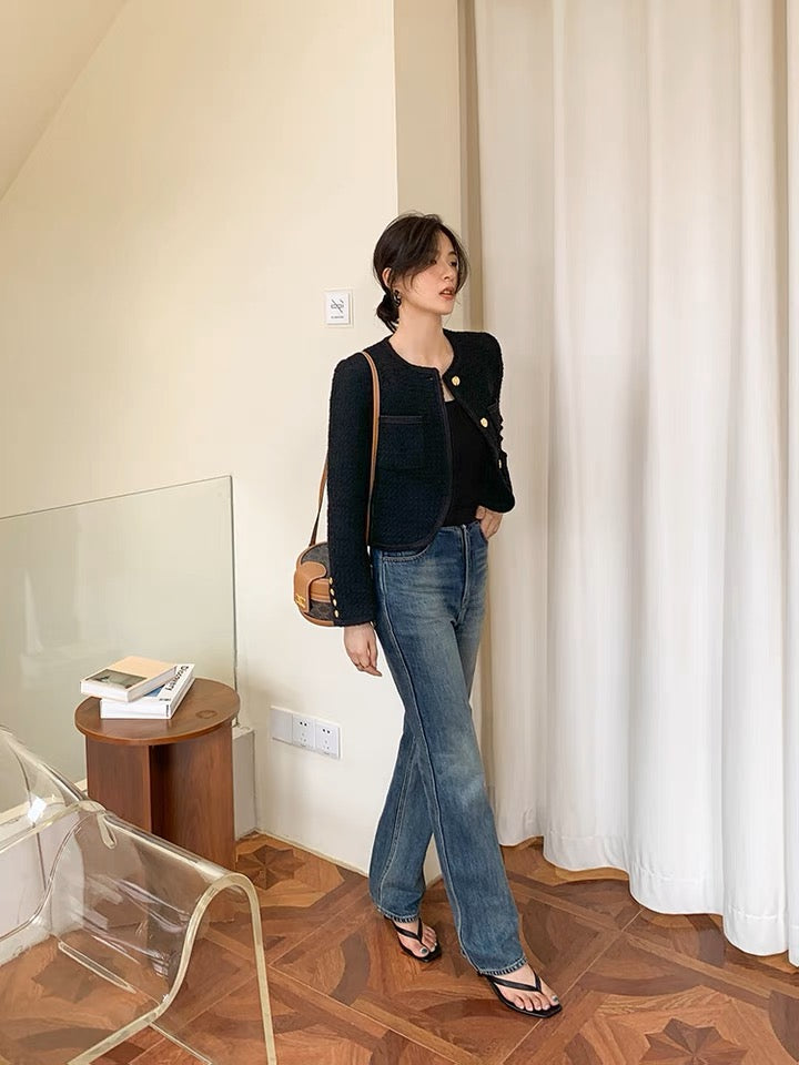 黑色编织小香外套 Black Tweed Jacket