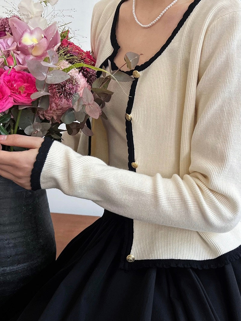 小香风开衫两件套Satin-trimmed Metallic Kint Cardigan and Suspender Top