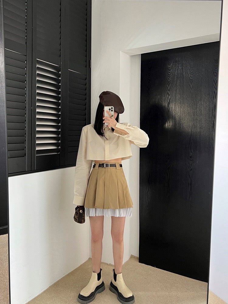 棕色百褶裙Tortilla Pleated Skirt