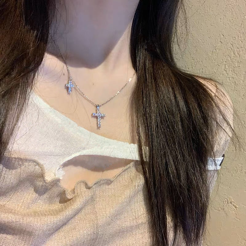 Diamond Crossing Necklace