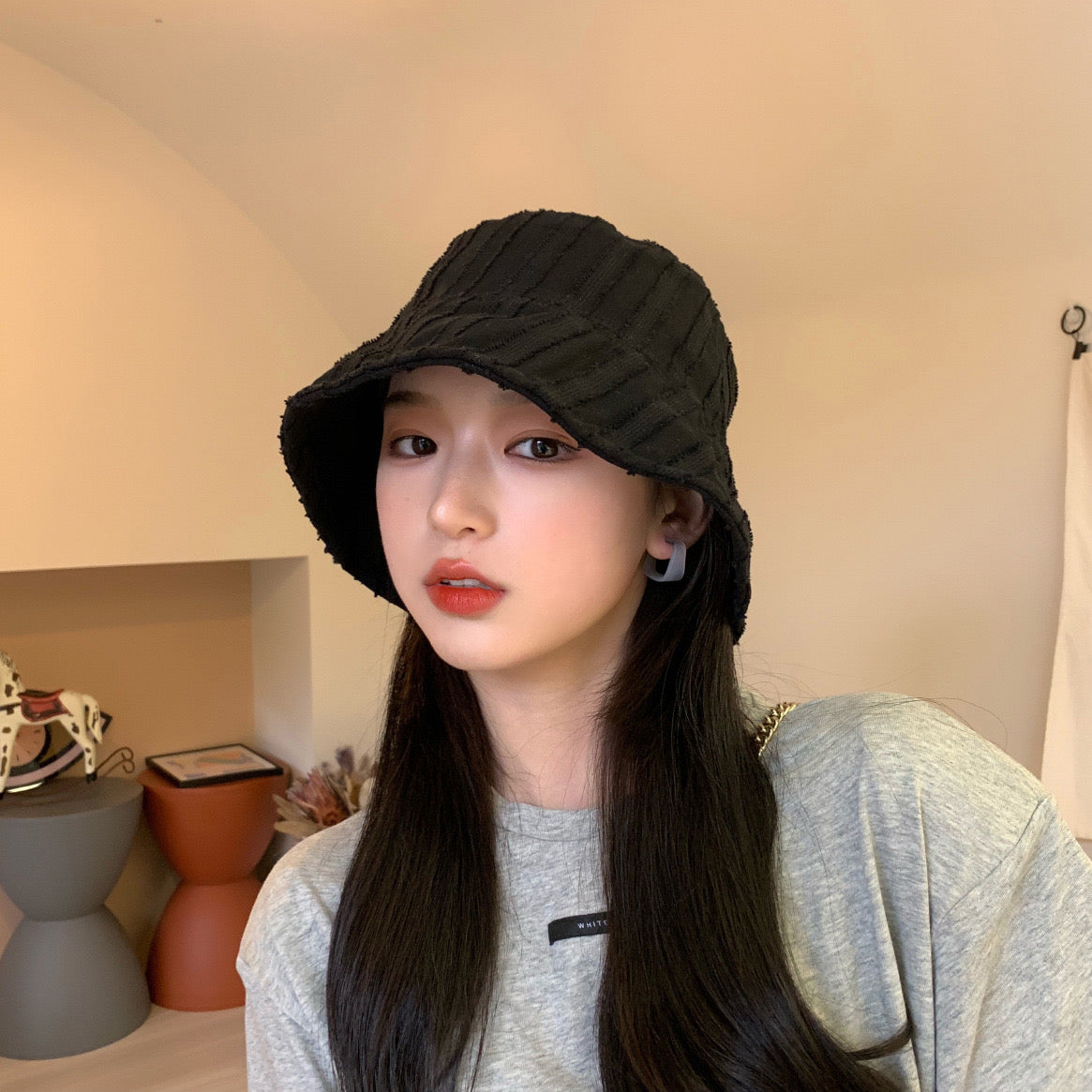 条纹显脸小盆帽Stripe Bucket Hat