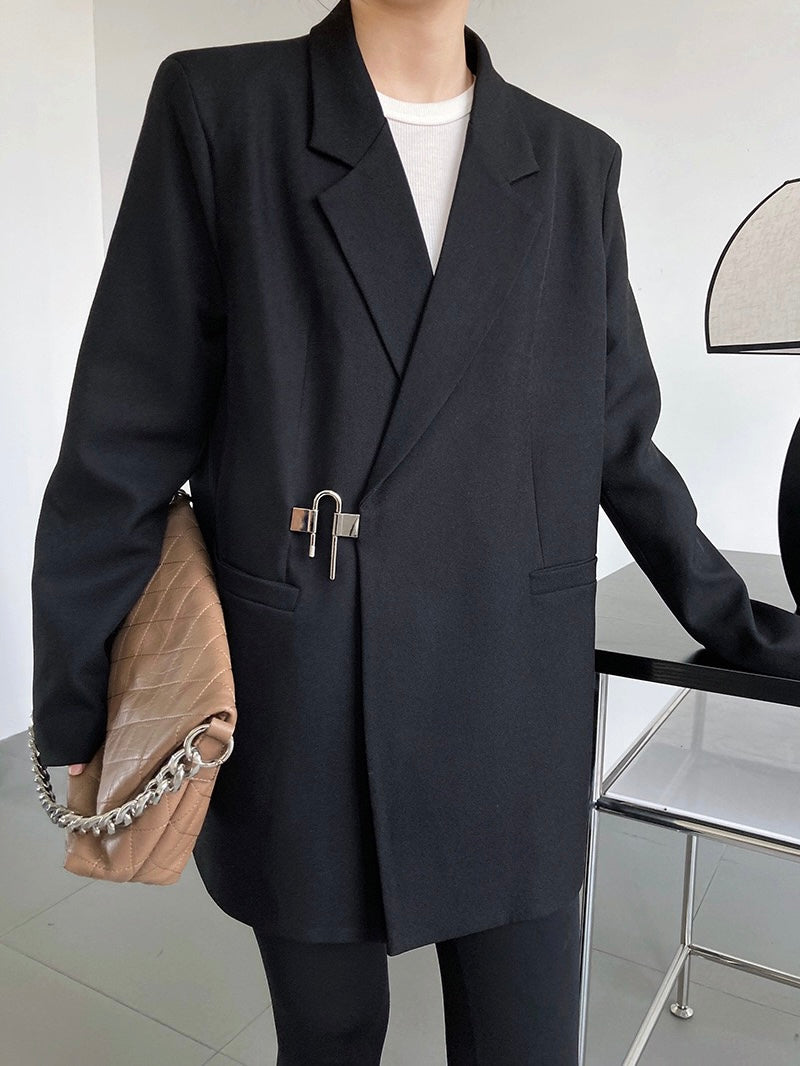 即将售罄/酷飒黑色锁头西服Black Blazer with Padlock