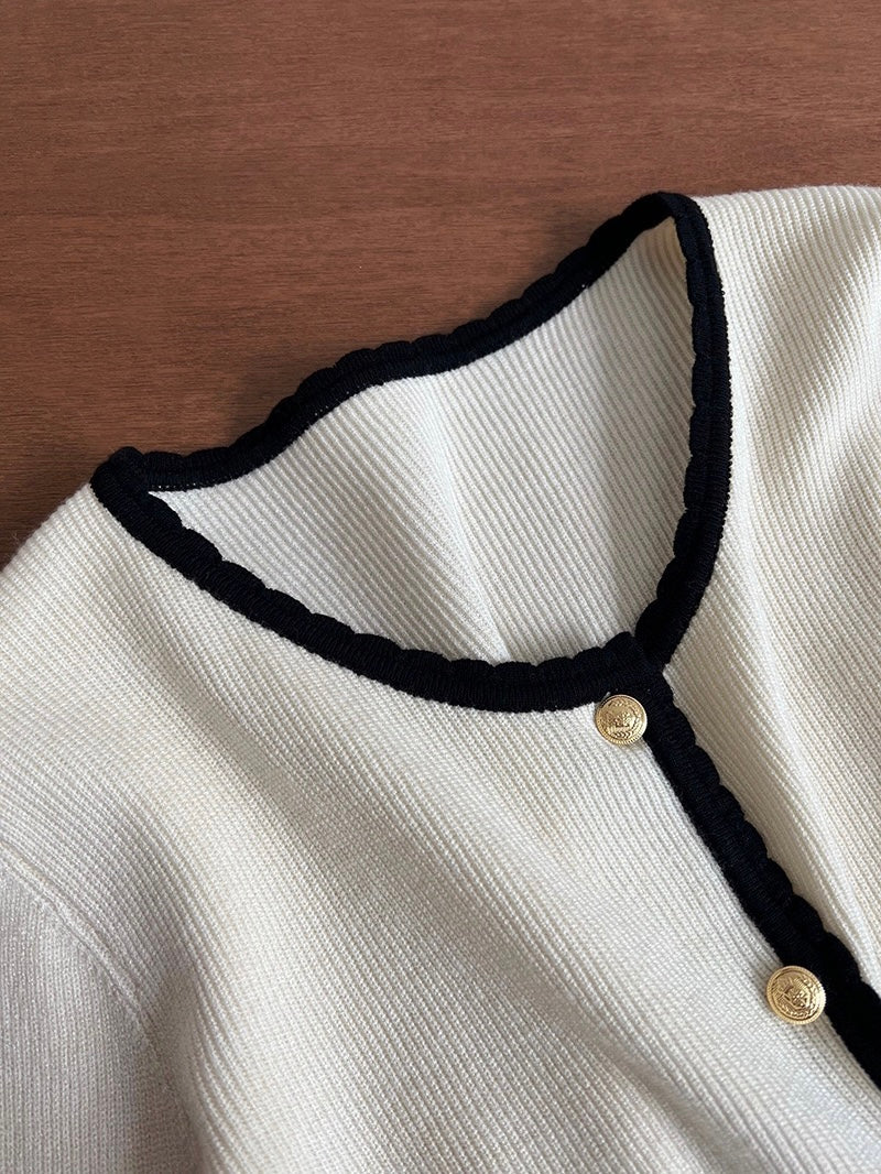 小香风开衫两件套Satin-trimmed Metallic Kint Cardigan and Suspender Top