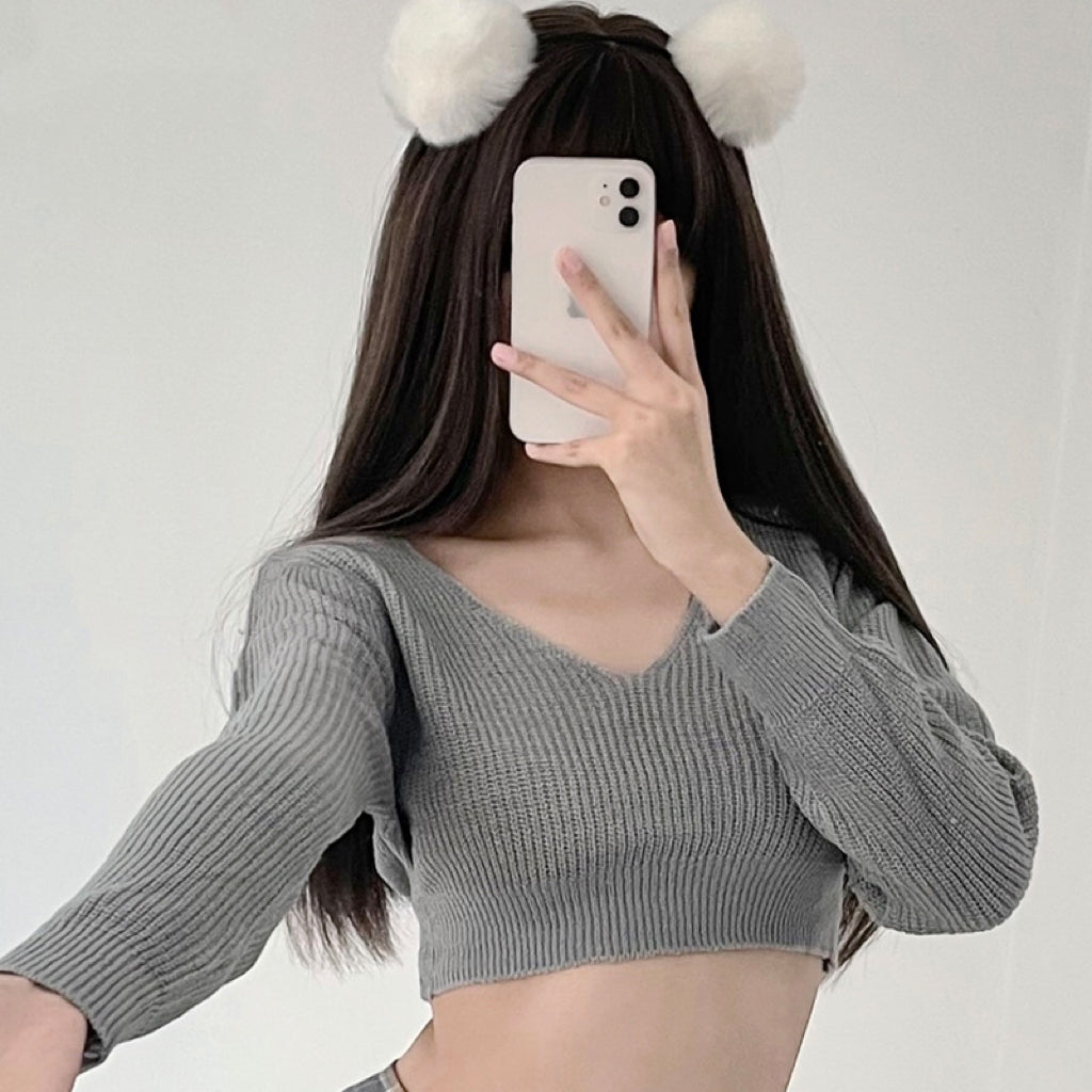 性感校园透视毛衣格子裙Knit Top and Mini Skirt