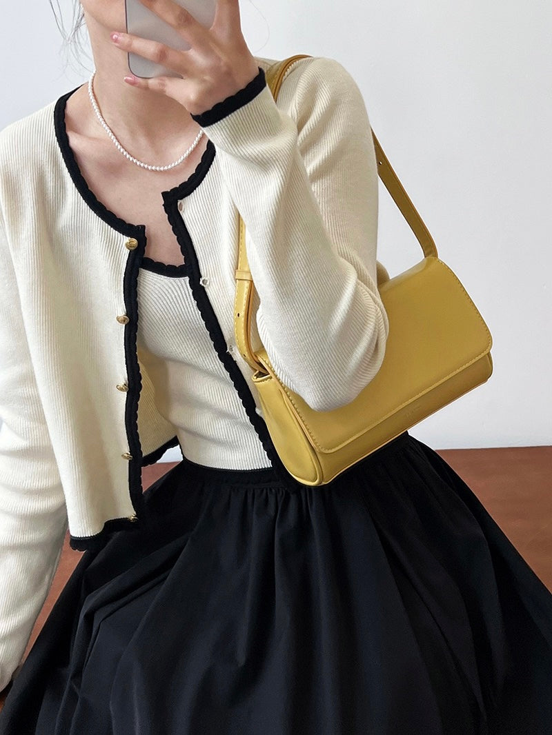 小香风开衫两件套Satin-trimmed Metallic Kint Cardigan and Suspender Top