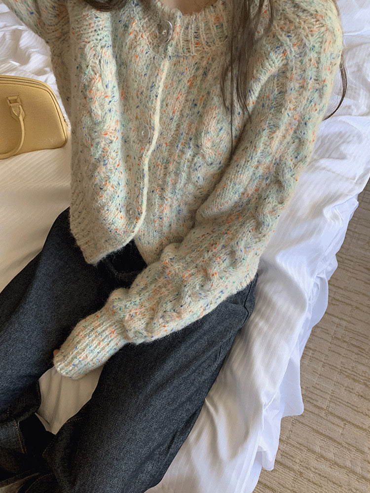 韩系杂色毛衣开衫Multicolour Knit Cardigan