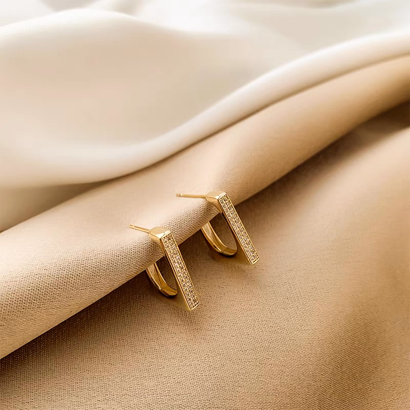 Gold C Hoop Earrings