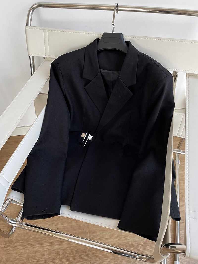 即将售罄/酷飒黑色锁头西服Black Blazer with Padlock