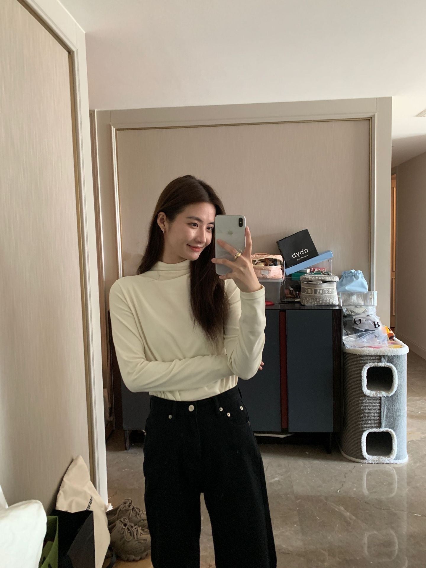 秋冬新皮肤/小高领纯色打底衫Turtleneck Long Sleeve Top