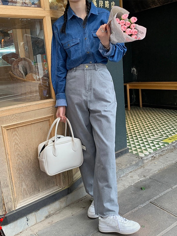 白色miu系手提包White Handbag with Shoulder Strap