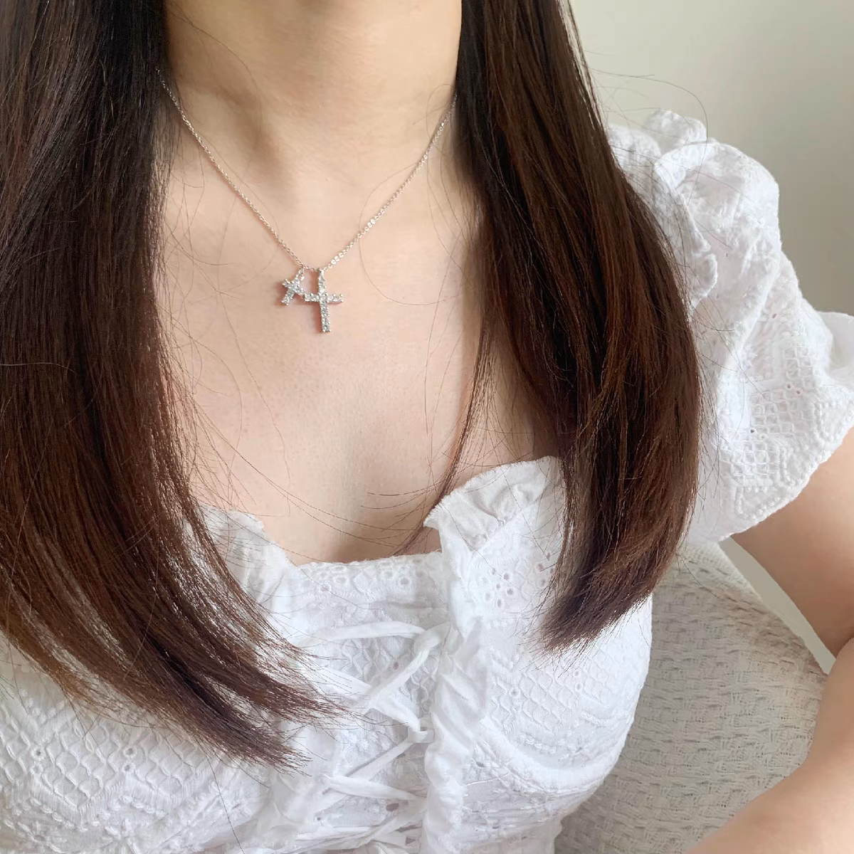Diamond Crossing Necklace