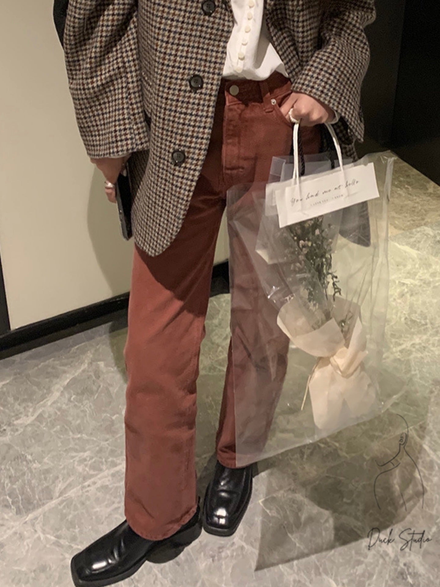 新年砖红色直筒牛仔裤Fire Brick Red Straight Cut Jean