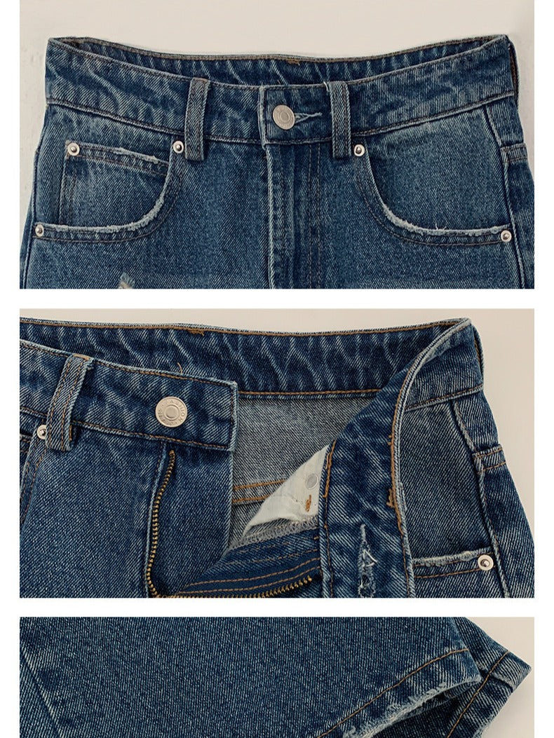 【时髦分子】破洞高腰牛仔裤Ripped High-Rise Jean