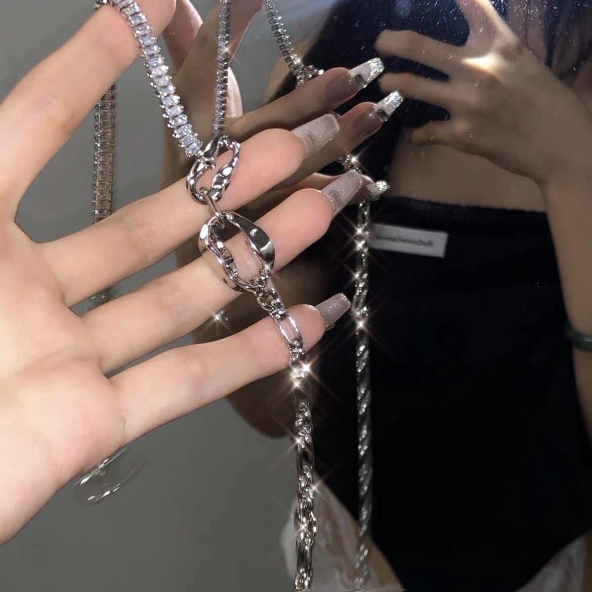 Silver Plated Diamond Choker