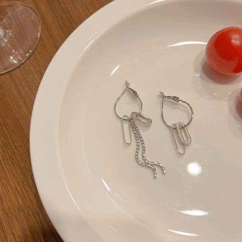 Silver Plated Mismatched Hoop Earrings