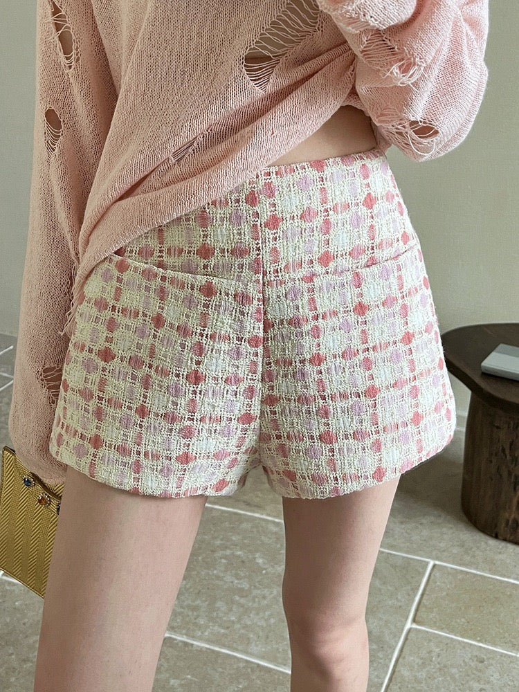 小香羊毛编织短裤Embroidery Tweed Shorts
