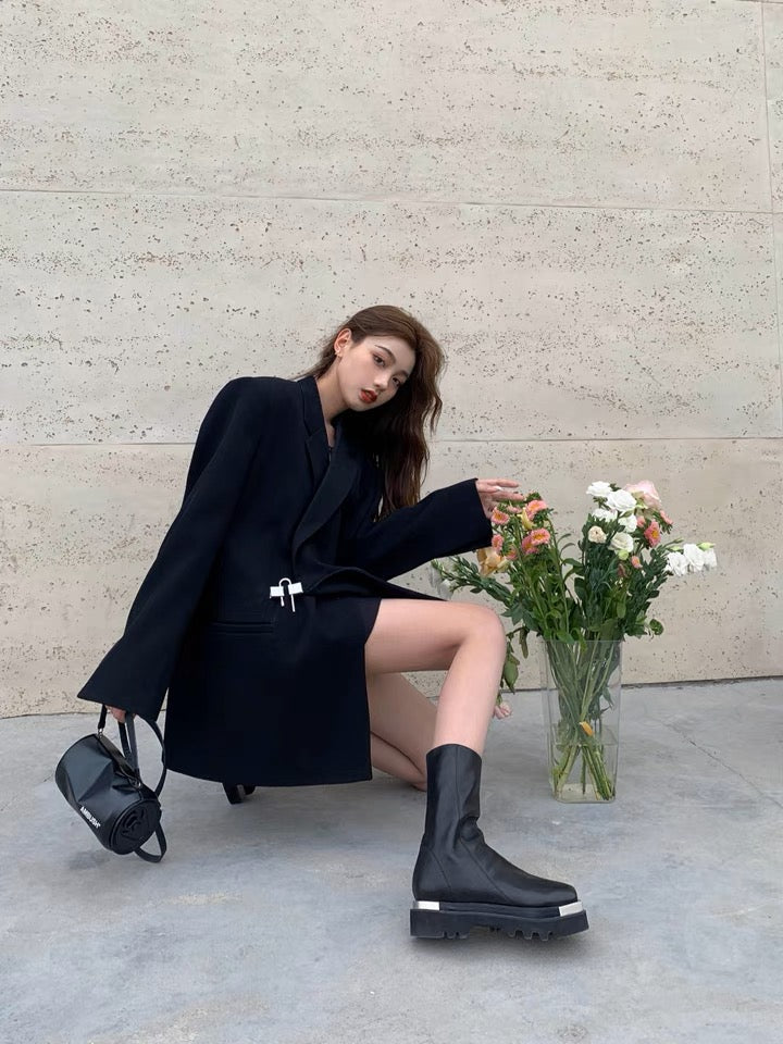 即将售罄/酷飒黑色锁头西服Black Blazer with Padlock