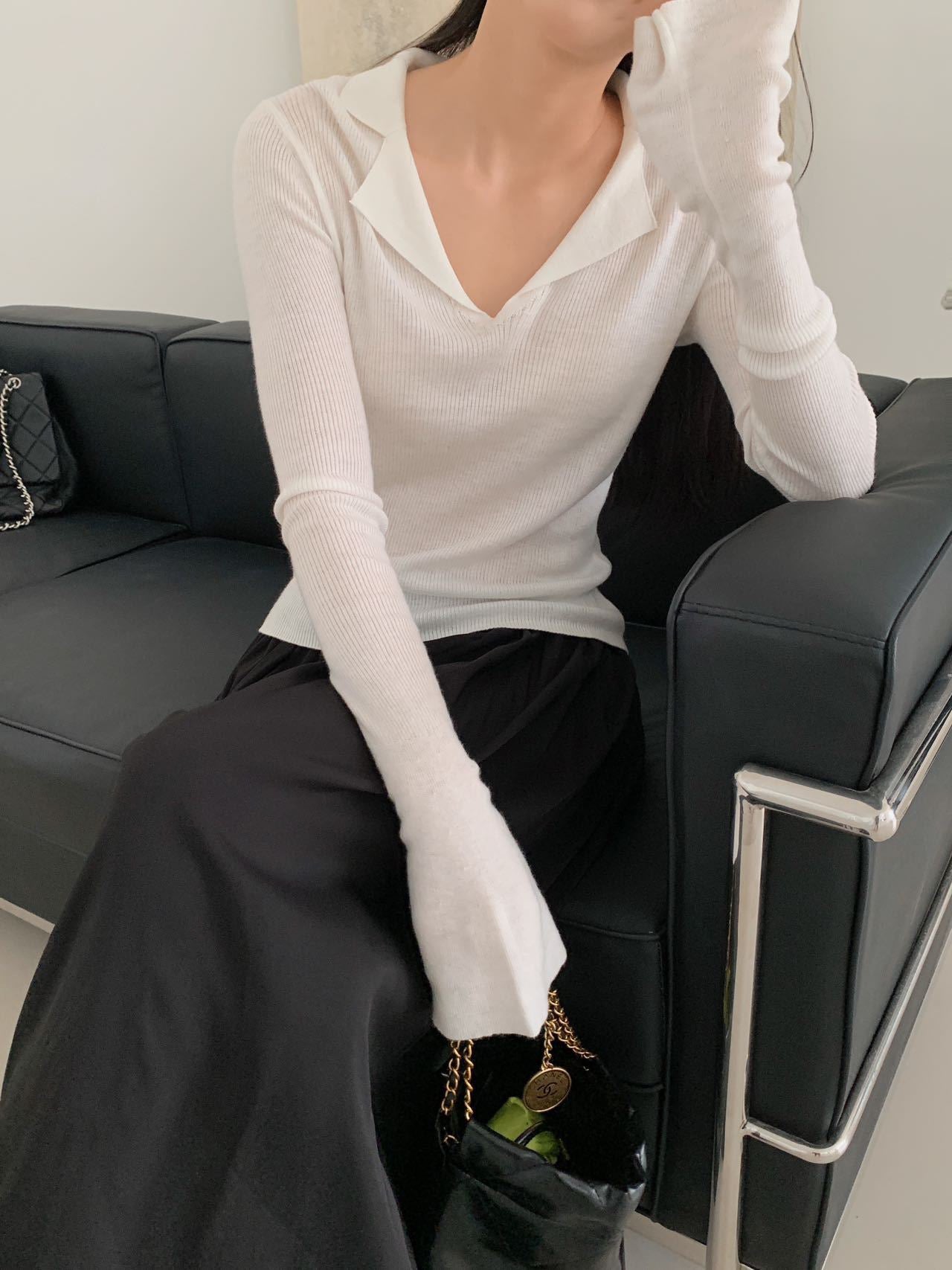 【女主气质】翻領polo针织衫